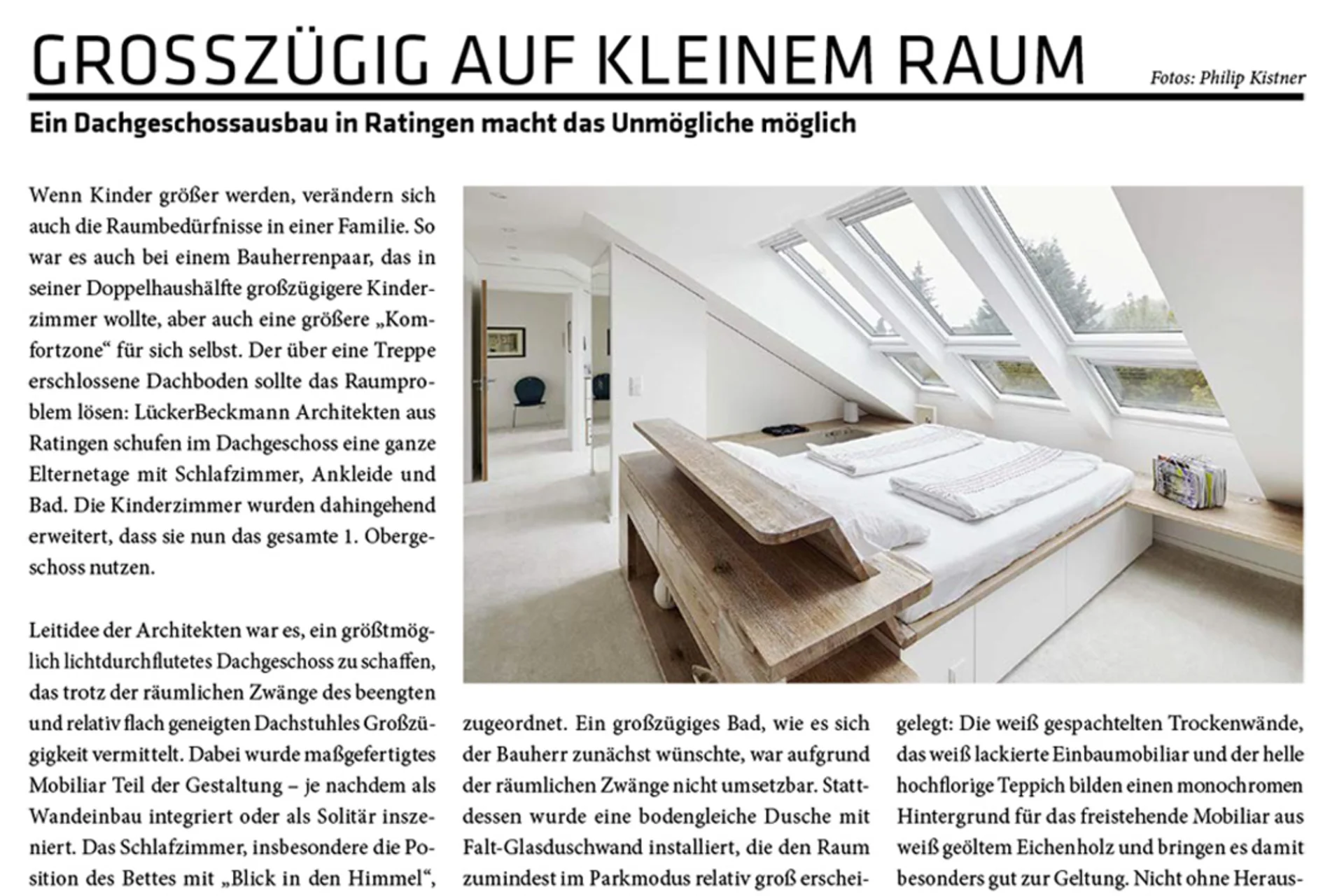 Zeitungstext: Ein Dachgeschossausbau in Ratingen